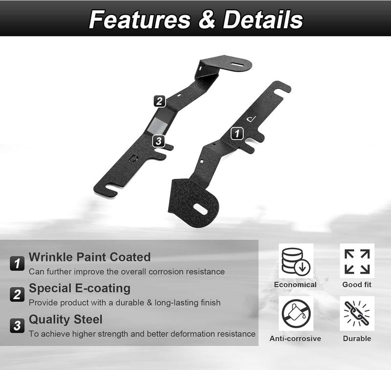 ROMELACK Hood Mount Brackets Ditch Light Bracket Heavy Duty Steel Compatible with Ford F-150 2015-2020 - Image 2